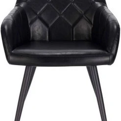 EUGAD Esszimmerstuhl, aus Kunstleder mit Armlehnen und Rückenlehne Gestell aus Metall Schwarz Braun, Dunkelbraun, Dunkelgrau -TischStuhl Verkäufe 758d699e 0228 5647 80d8 a8e4caadb642