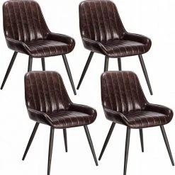 EUGAD Esszimmerstuhl, 4 Stücke Retro Küchenstuhl Sitzfläche aus PU mit Metallbeine Schwarz Braun, Dunkelbraun, Dunkelgrün, Grau -TischStuhl Verkäufe 75f7cb2d 007b 565b b3f5 1397eb01eb87