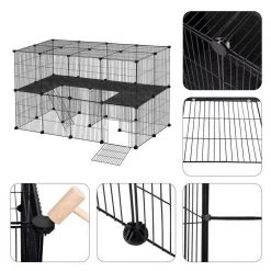 EUGAD Freigehege, Freigehege Kaninchen mit Stauraum Hasen Meerschweinchen Welpenauslauf Laufgitter mit Tür&Treppe DIY Schwarz 41 Platten (35x35cm/Platte) 105 x 70 x 70 cm -TischStuhl Verkäufe 7648b491 a60c 5c64 b0e2 7fbde8f80253