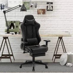 EUGAD Gaming Chair, Bürostuhl, Gaming Stuhl, Kunstleder, mit einstellbaren Armlehnen Rot Blau, Schwarz, Wei&szlig; -TischStuhl Verkäufe 77282153 420c 5a98 88f6 beb4e7bdaab0