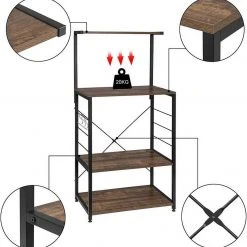 EUGAD Küchenregal, Standregal Bäckerregal mit 4 S-Haken, Industrie-Design, Vintage -TischStuhl Verkäufe 784ca7a5 92be 50e9 815a a652299c276e
