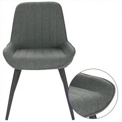 EUGAD Polsterstuhl (2 Stück), Esszimmerstühle aus Leinen mit stabilen Metallbeinen, mit Rückenlehne und gepolsterter Sitzfläche Dunkelgrau, Hellgrau -TischStuhl Verkäufe 7858cc5a 9ab7 5018 aa5d d124ea962688