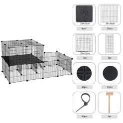 EUGAD Freigehege, Freigehege Kaninchen mit Stauraum Hasen Meerschweinchen Welpenauslauf Laufgitter mit Tür&Treppe DIY Schwarz 30 Platten (35x35cm/Platte) 105 x 70 x 70 cm -TischStuhl Verkäufe 79d39522 4233 5471 a101 e66c7b54de00