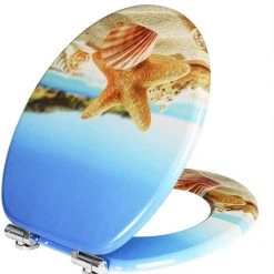 EUGAD WC-Sitz (1-St), Toilettensitz, WC Sitz mit Absenkautomatik, MDF, Holz, Softclose Scharnier Gr&uuml;ne Bl&auml;tter, Holzfarbe, Lilie, Seestern, Seestern Am Strand, Seestern Sonnenuntergang, Stone, &lrm;Lila Blume und Stones -TischStuhl Verkäufe 7a45df21 6ef6 4103 b832 fc5244284ad7