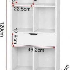 EUGAD Bücherregal, Bücherschrank Raumteiler mit Schublade, mit Fußbeine, 6 Fächer, Weiß -TischStuhl Verkäufe 7b0517a7 b6d7 5ada a653 7cea33fff006
