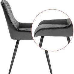 EUGAD Esszimmerstuhl (2 Stück), Polsterstuhl Küchenstuhl Wohnzimmerstuhl mit Rückenlehne, Sitzfläche aus Samt, Retrostuhl mit Metallbeine für Esszimmer Wohnzimmer, Schwarz Dunkelgrau, Dunkelgr&uuml;n -TischStuhl Verkäufe 7b0a6140 ad04 5c03 96ed be9e6f0fb829