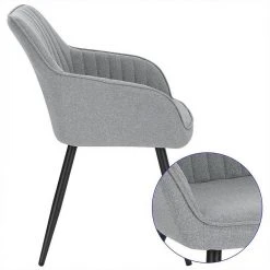 EUGAD Esszimmerstuhl, Küchenstuhl aus Leinen mit Armlehne Dunkelgrau, Hellgrau -TischStuhl Verkäufe 7b8adc50 981c 5f7d 923d 8319f3806d4d