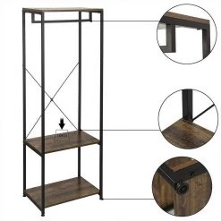 EUGAD Kleiderständer, Garderobenständer mit 2 Ablagen Holz Metall Schwarz-Hell Eiche Schwarz-Vintage, Wei&szlig;-Eiche -TischStuhl Verkäufe 7bbb797d 2e81 5b09 8b88 dc2b163096b1