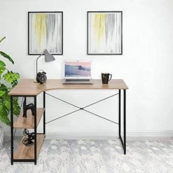 EUGAD Schreibtisch, Computertisch Büromöbel Couchtisch mit Ablage Holz Stahl Schwarz+Beigebraun Industrie-design -TischStuhl Verkäufe 7c71f57e 935e 574a 9d18 7ee03dd0a2a6