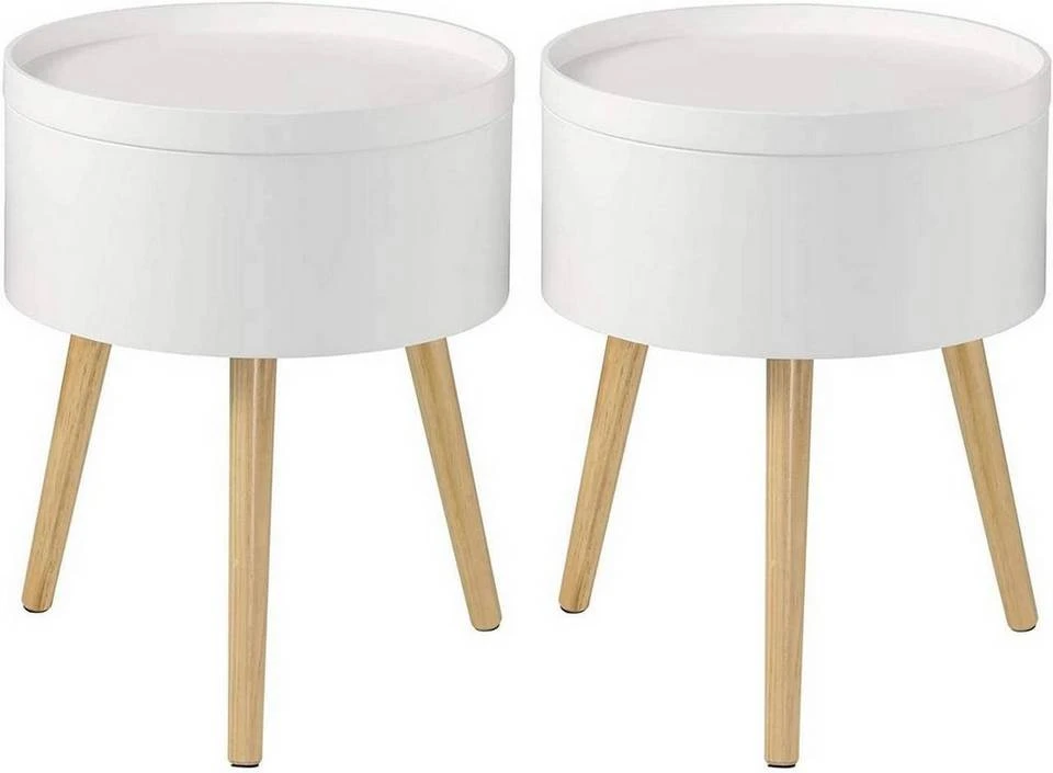 EUGAD Nachttisch, 2er-Set Beistelltisch mit Stauraum Nachtkommode Nachtschrank Holzbeine MDF 38x38x48,5cm Weiß 1 EUGAD Nachttisch, 2er-Set Beistelltisch mit Stauraum Nachtkommode Nachtschrank Holzbeine MDF 38x38x48,5cm Weiß