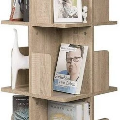 EUGAD Bücherregal, Raumteiler Standregal mit 3 Ebenen, 360° frei drehbar, MDF, Natur -TischStuhl Verkäufe 7cf2c35e bebb 5b25 861d be446026bc95
