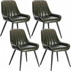 EUGAD Esszimmerstuhl, 4 Stücke Retro Küchenstuhl Sitzfläche aus PU mit Metallbeine Schwarz Braun, Dunkelbraun, Dunkelgrün, Grau -TischStuhl Verkäufe 7dfb8369 9c70 53c0 a5ad 901cf91fa08e