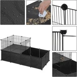 EUGAD Freigehege, mit Bodenplatten Kaninchen Hasen Meerschweinchen Welpenauslauf Laufgitter mit Tür&Treppe Doppelstöckig DIY Schwarz 38 Platten (35x35cm/Platte) 145x75x75 cm -TischStuhl Verkäufe 7f6d8d00 3704 5cbe b674 1d10e9ade001