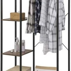 EUGAD Kleiderständer, Garderobenständer Hängeregal mit Schuhregal Holz Metall Schwarz-Hell Eiche Schwarz-Vintage, Wei&szlig;-Eiche -TischStuhl Verkäufe 812f3755 725d 5500 9605 1f26fda2fd7e