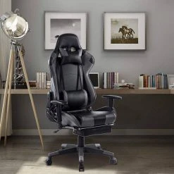 EUGAD Gaming Chair, Bürostuhl Schreibtischstuhl, Kunstleder, mit Ledenkissen Kopfstütze einstellbaren Armlehnen Weiß Grau, Rot, Wei&szlig; -TischStuhl Verkäufe 82520fc3 d6ab 5d95 872d 0f04f48f1bcd