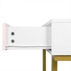 EUGAD Schminktisch (1-St), Schminktisch Frisiertisch Kommode mit Spiegel modern Kosmetiktisch mit 3 Schubladen Weiß-Rosa-Golden -TischStuhl Verkäufe 830e998f c3f9 4685 91e5 e964f0208000