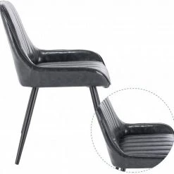 EUGAD Esszimmerstuhl, 4 Stücke Retro Küchenstuhl Sitzfläche aus PU mit Metallbeine Schwarz Braun, Dunkelbraun, Dunkelgrün, Grau -TischStuhl Verkäufe 83d6ed96 e8ca 52bf 963a c49ed2a40003