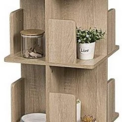 EUGAD Bücherregal, Raumteiler Standregal 360° frei drehbar, mit 4 Ebenen, MDF, Natur -TischStuhl Verkäufe 83f60839 a92f 5747 a610 9d745d1976d1