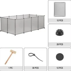 EUGAD Freigehege, Freigehege für Kaninchen Hasen Meerschweinchen Welpenauslauf DIY, 12 Platten 145 x 75 x 46 cm Grau, Schwarz, Transparent, Weiß -TischStuhl Verkäufe 85a1d544 9cc4 5215 8a42 0e97ddcedc57
