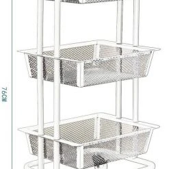 EUGAD Beistellwagen »0030CC«, Rollwagen Küchewagen 3 Gitterkörbe, Rolle mit Bremse 40x76x30 cm Weiß -TischStuhl Verkäufe 86261da6 2e87 5ec5 a728 316f66e9b29d
