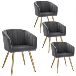 EUGAD Esszimmerstuhl (4 Stück), 4er-Set Esszimmerstuhl Polsterstuhl aus Samt Dunkelgrün Dunkelgrau, Dunkelgrün, Rosa, Schwarz -TischStuhl Verkäufe 862eaffa 787b 4731 ba35 803cfec1d2bd