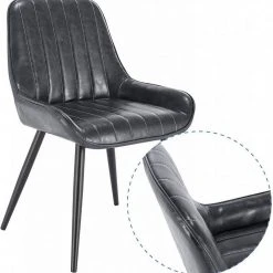 EUGAD Esszimmerstuhl, 4 Stücke Retro Küchenstuhl Sitzfläche aus PU mit Metallbeine Schwarz Braun, Dunkelbraun, Dunkelgrün, Grau -TischStuhl Verkäufe 86d224a0 99ea 5b95 bf6a 8af046add529