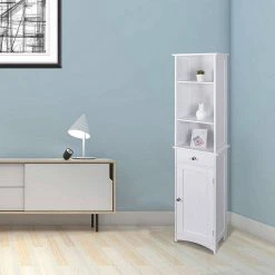 EUGAD Hochschrank Badschrank Eckschrank, Breite/Höhe: 23/165 cm, Holz, mit 1 Schubkasten -TischStuhl Verkäufe 88607d78 4992 5c7b ac25 d61de1277757