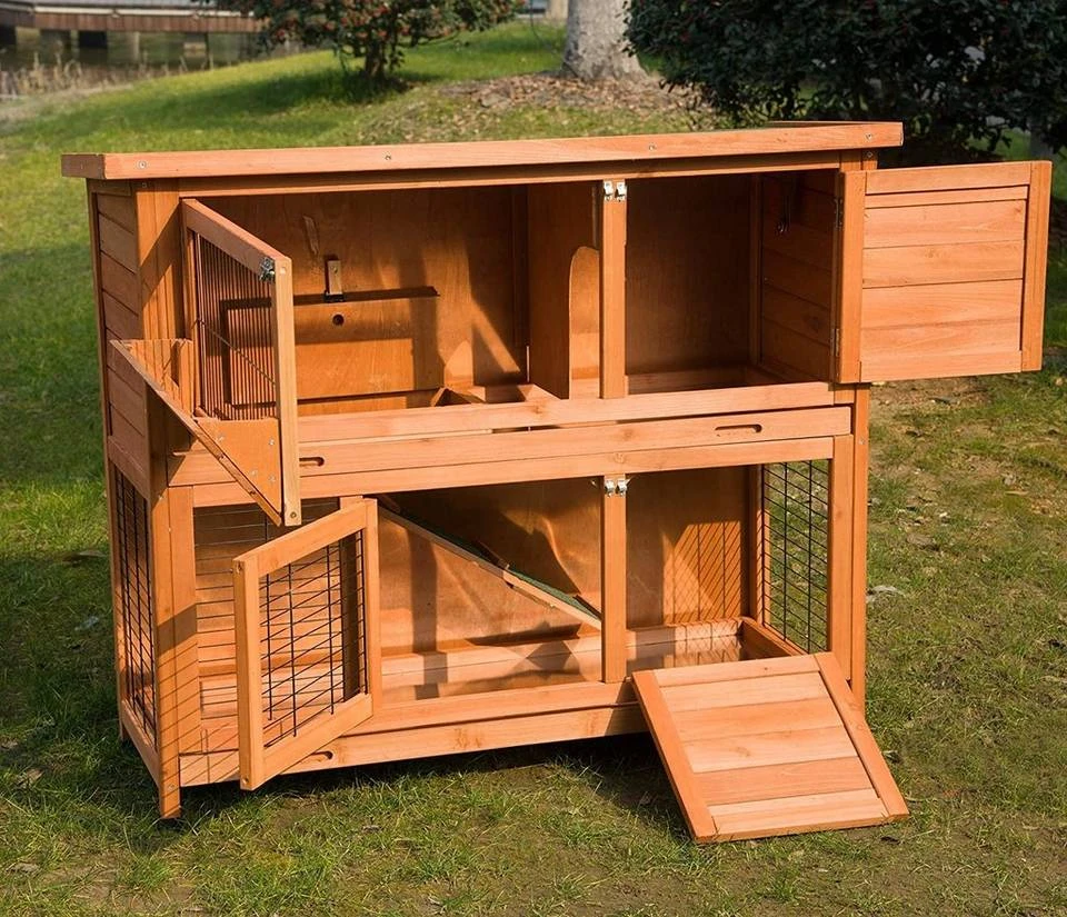 EUGAD Tierhaus, Hasenstall Kaninchenstall Hasenkäfig Kleintierstall Meerschweinchen Massivholz Hellrot 120 x 50 x 100,5 cm Grau-Weiß, Hellbraun 2 EUGAD Tierhaus, Hasenstall Kaninchenstall Hasenkäfig Kleintierstall Meerschweinchen Massivholz Hellrot 120 x 50 x 100,5 cm Grau-Weiß, Hellbraun – Bild 2