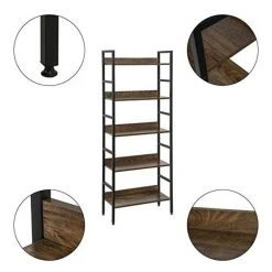 EUGAD Bücherregal, 1-tlg., Standregal, Küchenregal, 5 offenen Regalebenen, MDF, Metall, Schwarz Marmor Golden-Wei&szlig;er Marmor, Vintage -TischStuhl Verkäufe 896a0249 9861 440e a14f 80feca154b44