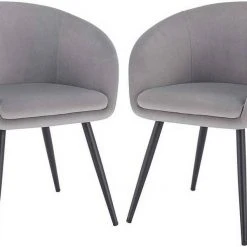 EUGAD Esszimmerstuhl, 2er-Set mit Armlehne, Retro Design, Samt, Metall Schwarz Dunkelgrau, Hellgrau -TischStuhl Verkäufe 8af8cfe6 7198 58fd a222 d4dfbf607236