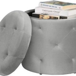 EUGAD Sitzhocker, Sitztruhe mit Stauraum, Sitz rund mit Deckel, Samt, ca.27L, Rosa Dunkelgrau, Hellgrau -TischStuhl Verkäufe 8dd41815 3c29 53e4 87cf 94b74ee5ebfd