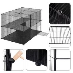 EUGAD Freigehege, Freigehege Kaninchen mit Stauraum Hasen Meerschweinchen Welpenauslauf Laufgitter mit Tür&Treppe DIY Schwarz 38 Platten (35x35cm/Platte) 105 x 70 x 70 cm -TischStuhl Verkäufe 8ddaa417 b4d1 58a7 a068 af49c5f8a69d