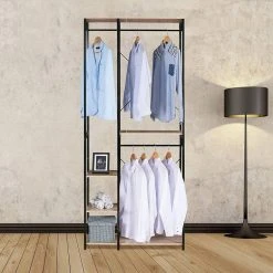 EUGAD Kleiderständer, Garderobenständer mit 7 Ablagen Schwarz-Vintage Schwarz-Hell Eiche -TischStuhl Verkäufe 8e271148 62cd 503e a267 3279303099f4