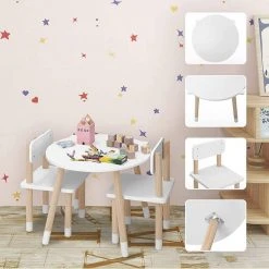 EUGAD Sitzgruppe, Kindertisch mit Stühle, 3tlg. Kindersitzgruppe Kindermöbel, 1 Kindertisch und 2 Kinderstühlen Tischset rund in Katzenform aus MDF und Kiefernholz im Kinderzimmer, Weiß -TischStuhl Verkäufe 8f3f936b c6ab 5950 8c64 2c69366df8b9