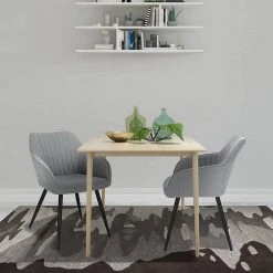 EUGAD Esszimmerstuhl (1 Stück), Küchenstuhl Wohnzimmerstuhl Sitzfläche aus Leinen Polsterstuhl mit Armlehne Metallbeine für Esszimmer Wohnzimmer Küche,Dunkelgrau Hellgrau -TischStuhl Verkäufe 90e22d77 4184 5e1d a61d 680e2f897a74