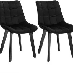 EUGAD Esszimmerstuhl (2 Stück), Wohnzimmerstuhl mit Rückenlehne, Polsterstuhl Küchenstuhl Weich Samt und Holz für ESS- und Wohnzimmer Schwarz Dunkelgrau, Dunkelgrün, Rosa