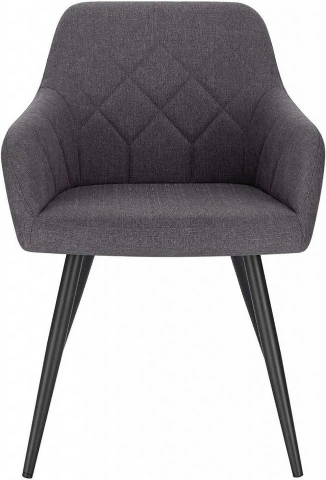 EUGAD Esszimmerstuhl (2 Stück), Wohnzimmerstuhl aus Leinen Polsterstuhl mit Armlehnen und Rückenlehne schwarze Gestell aus Metall Hellgrau Dunkelgrau 12 EUGAD Esszimmerstuhl (2 Stück), Wohnzimmerstuhl aus Leinen Polsterstuhl mit Armlehnen und Rückenlehne schwarze Gestell aus Metall Hellgrau Dunkelgrau – Bild 12