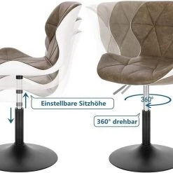EUGAD Barhocker (2 St), niedriger Barhocker 360° Drehstuhl mit Rückenlehne 120kg belastbar Stuhl höhenverstellbar Kunstleder Sitzhöhe 40-54cm Dunkelbraun Weiß Anthrazit+Wei&szlig;, Dunkelbraun+Wei&szlig; -TischStuhl Verkäufe 91ba8e95 6e02 4a46 bfd1 c68c983585e0
