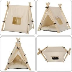 EUGAD Tierhaus, Tipi Hundezelt Katzenzelt 45x55x45cm Kätzchen Chihuahua Havaneser Kaninchen mit Kissen abnehmbar waschbar faltbar Weiß -TischStuhl Verkäufe 91eab01d 5058 5d33 8d4d d492837ab3c3