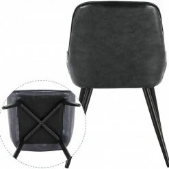 EUGAD Esszimmerstuhl, 4 Stücke Retro Küchenstuhl Sitzfläche aus PU mit Metallbeine Schwarz Braun, Dunkelbraun, Dunkelgrün, Grau -TischStuhl Verkäufe 92c00438 83e3 59c4 93dd 2f2a6dde225e