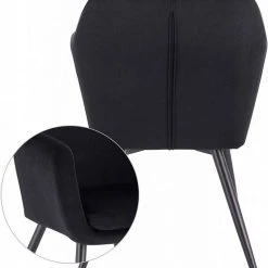 EUGAD Polsterstuhl (1 Stück), Küchenstuhl Samt Stuhl Sessel mit Armlehne, Metallbeine, für Esszimmer Wohnzimmer, Schwarz Dunkelgrau -TischStuhl Verkäufe 93b62e5b 5052 5ce0 933a f6a9cd68d430