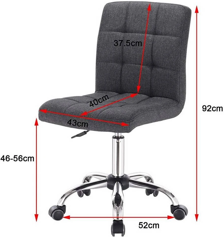 EUGAD Schreibtischstuhl, Bürohocker Schreibtischstuhl Rollhocker drehbar höhenverstellbar Stoffbezug Metall Dunkelgrau, Hellgrau 10 EUGAD Schreibtischstuhl, Bürohocker Schreibtischstuhl Rollhocker drehbar höhenverstellbar Stoffbezug Metall Dunkelgrau, Hellgrau – Bild 10