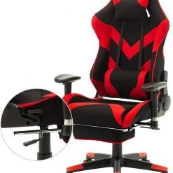 EUGAD Gaming Chair, Bürostuhl, Gaming Stuhl, Stoffbezug Rot Grau, Schwarz -TischStuhl Verkäufe 9474f6e9 0201 5fbc ab83 45459c8006c0
