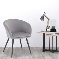 EUGAD Esszimmerstuhl, 2er-Set mit Armlehne, Retro Design, Samt, Metall Schwarz Dunkelgrau, Hellgrau -TischStuhl Verkäufe 94b28412 0e4a 53aa af98 5c0056648539