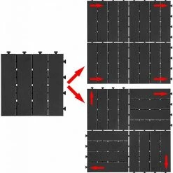 EUGAD WPC-Fliesen, 22 Stück WPC Terrassenfliesen in T-Form 30x30cm Dunkelgrau Anthrazit, Braun, Hellgrau -TischStuhl Verkäufe 97676b04 4934 59c1 9685 4deb2f20552b