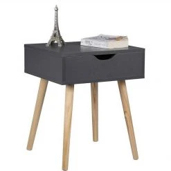 EUGAD Nachttisch, Beistelltisch mit Schublade Nachtkommode, Holzbeine MDF, Grau Wei&szlig; -TischStuhl Verkäufe 983bde35 9719 52a7 a2fb d97cc3b106a9