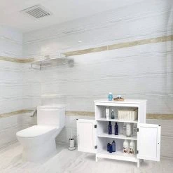 EUGAD Badkommode, Badschrank Beistellschrank, mit Doppeltür, 3 Fächern, MDF, Weiß -TischStuhl Verkäufe 98d36a30 7aa8 5c24 aa7a 3f534cae2816