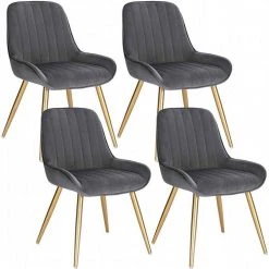 EUGAD Esszimmerstuhl, 4 Stücke Retro Küchenstuhl Sitzfläche aus Samt mit Metallbeine Dunkelgrün Bordeaux, Dunkelgrau, Dunkelgr&uuml;n, Hellgrau, Rosa, Schwarz -TischStuhl Verkäufe 997efc01 c752 5107 b6fd 186100b6d523