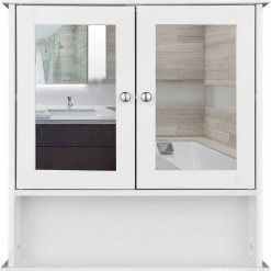 EUGAD Spiegelschrank Hängeschrank mit Ablage mit Ablage Schminkschrank aus Holz 56 x 58 x 13 cm weiß -TischStuhl Verkäufe 9b6a44c5 ac96 5df9 b30c 4958f5734334