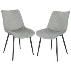 EUGAD Esszimmerstuhl (2 Stück), Küchenstuhl, Polsterstuhl Stuhl,Wohnzimmerstuhl ohne Armlehne, Metallbeine, Samt, Hellgrau Dunkelgrau, Schwarz